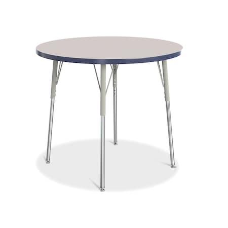 Jonti-Craft Berries Round Activity Table, 36 in. Diameter, A-height, Freckled Gray/Navy/Gray 6488JCA112
